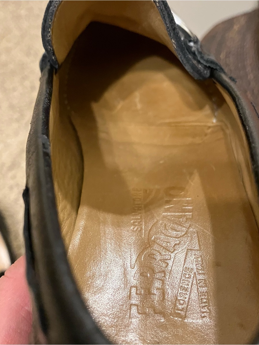 Salvatore Ferragamo GANCINI Loafers TEXTURED LEATHER Black -Sz 7 D Made in Italy - Picture 12 of 16
